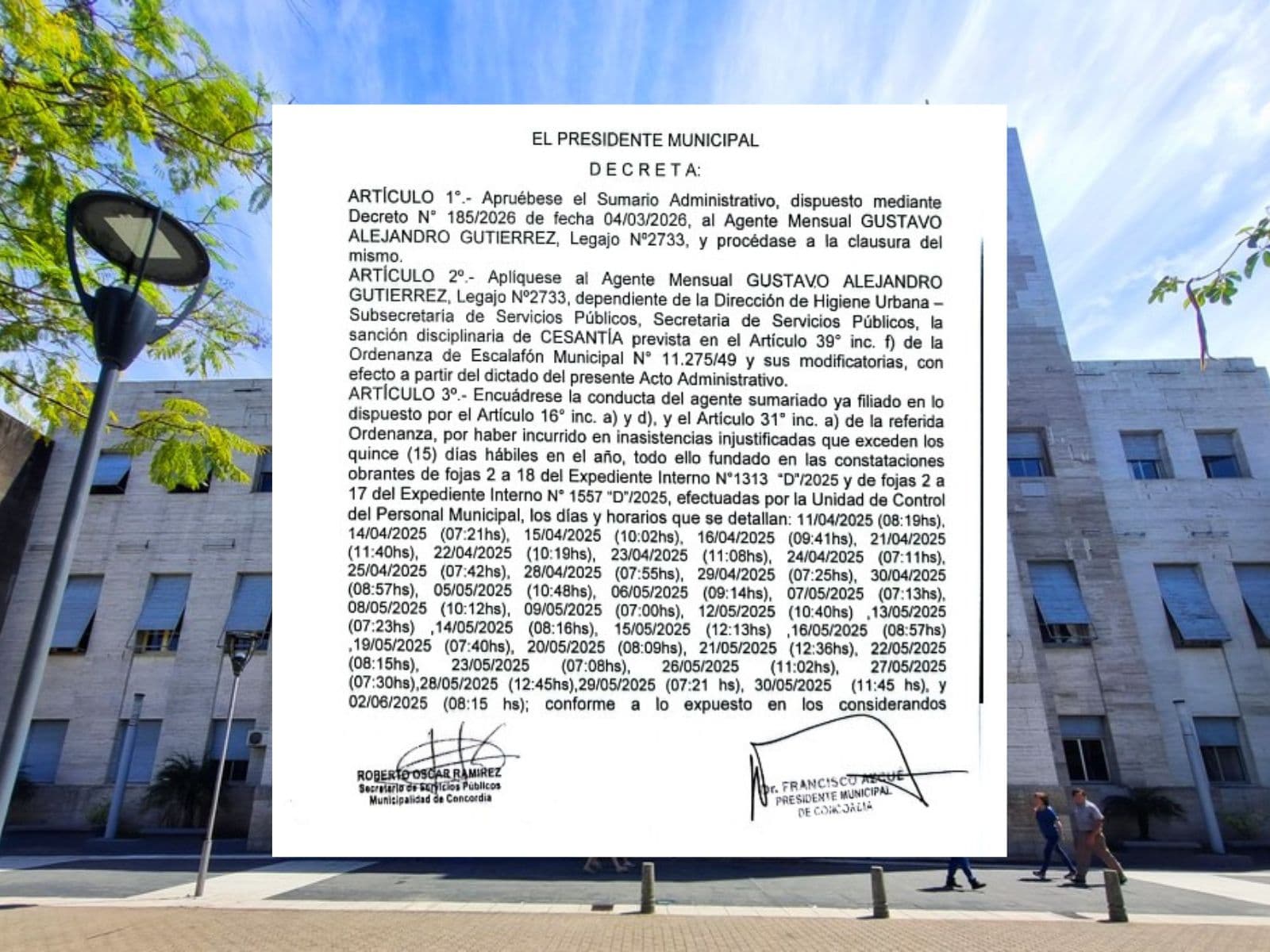 Cesantearon a un empleado municipal que atendía una peluquería en horario de trabajo: había sido asesor de una concejal de Concordia - 7PAGINAS - imagen de origen