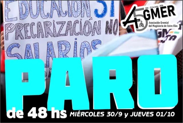 AGMER rechazó la propuesta salarial y llama a un paro para el miércoles y jueves - imagen de origen