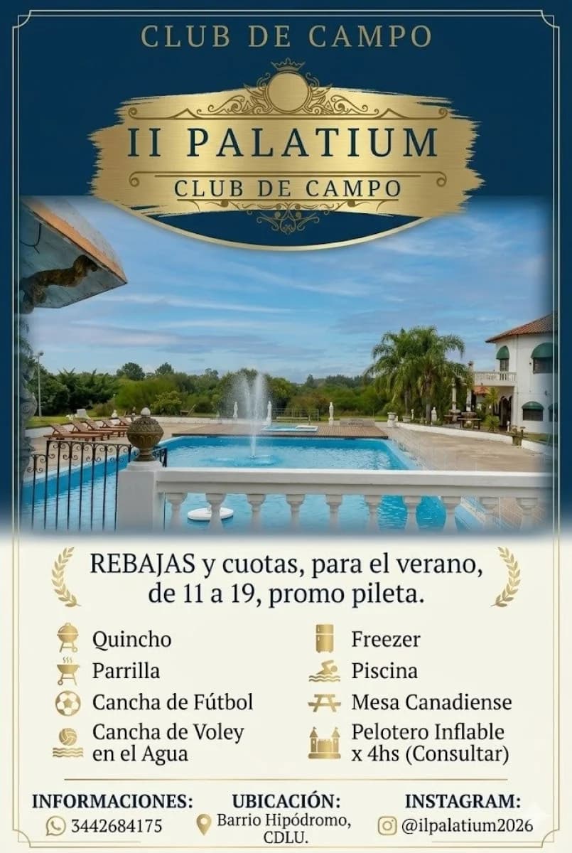 Il Palatium lanzó promociones para eventos y jornadas recreativas en su Club de Campo - imagen de origen