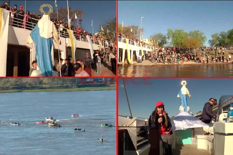 Una multitud esperó a la Virgen en los muelles de Bajada Grande: las mejores postales de la Procesión Náutica - imagen de origen