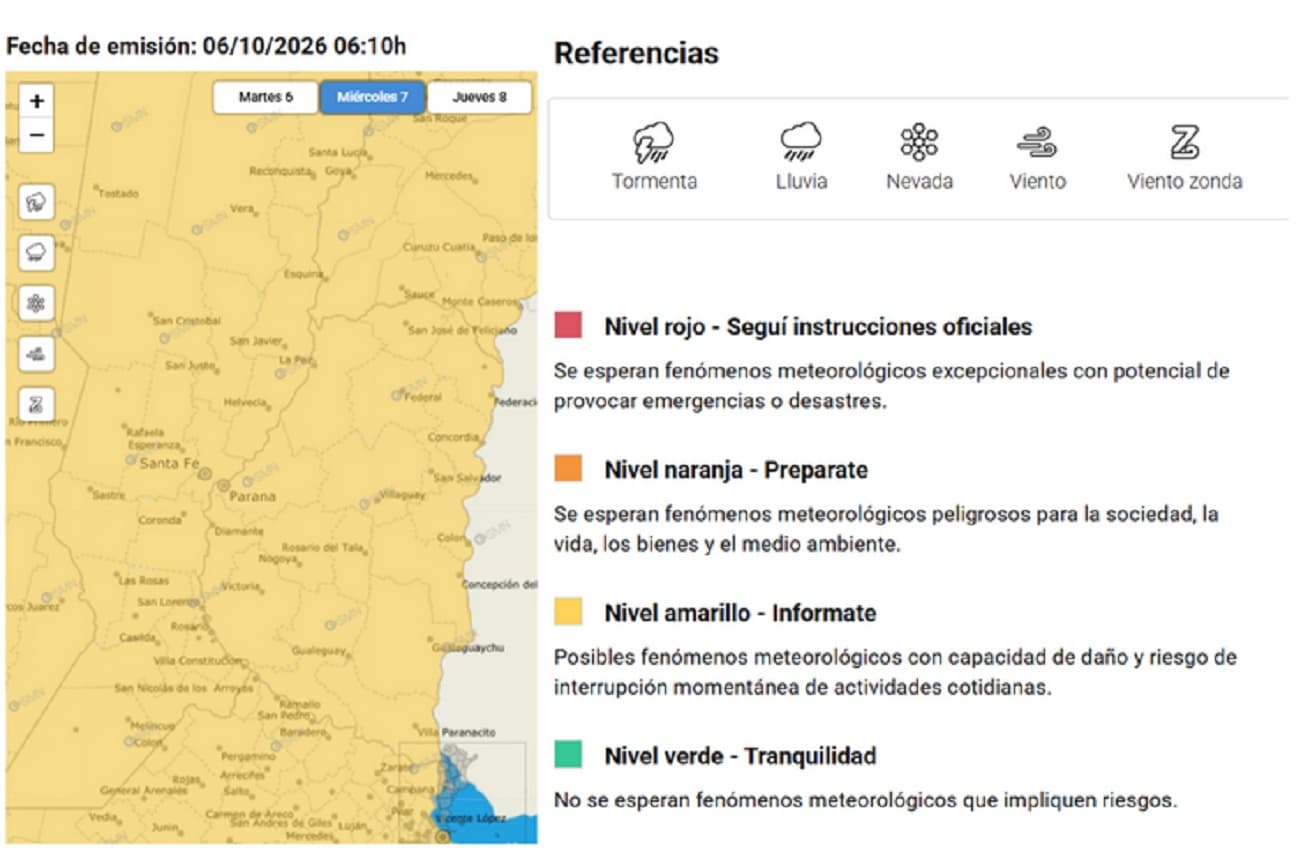 Emiten un alerta por tormentas para Entre Ríos - imagen de origen