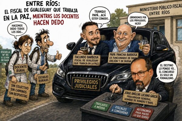 Facundo Barbosa, el fiscal de Gualeguay que trabaja en La Paz, mientras los docentes hacen dedo - imagen de origen
