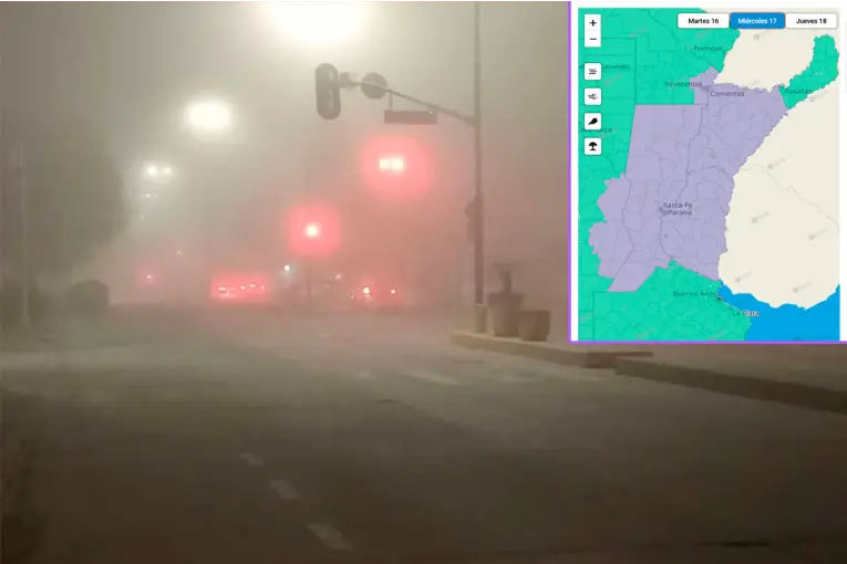 Emiten alerta violeta por la presencia de bancos de niebla en Entre Ríos y otras provincias - imagen de origen