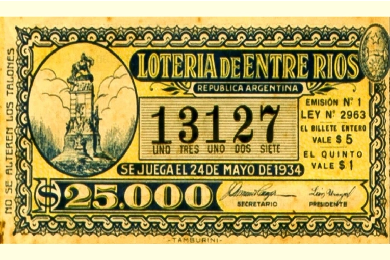 Se cumplen 92 años del primer sorteo de la Lotería Provincial de Entre Ríos - imagen de origen