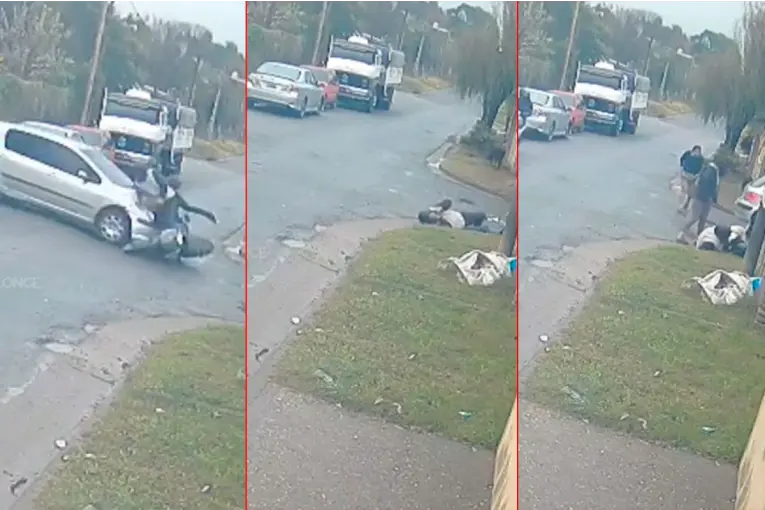 Video: un motociclista resultó herido tras colisionar con un auto en Victoria - imagen de origen