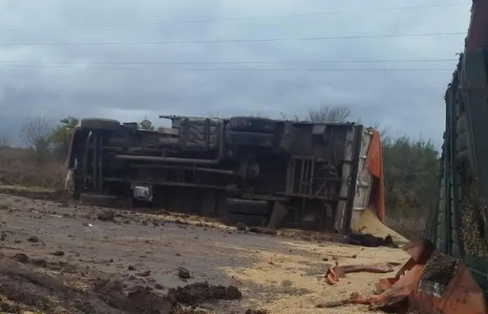 Un camión mordió la banquina, volcó y desató un accidente en cadena en la Ruta 12 - imagen de origen