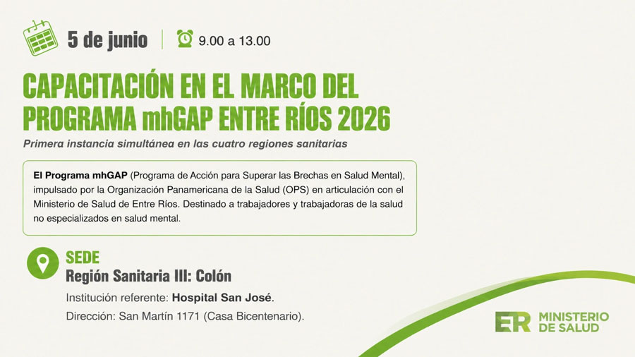 San José será sede de una capacitación provincial del programa mhGAP para fortalecer salud mental - imagen de origen