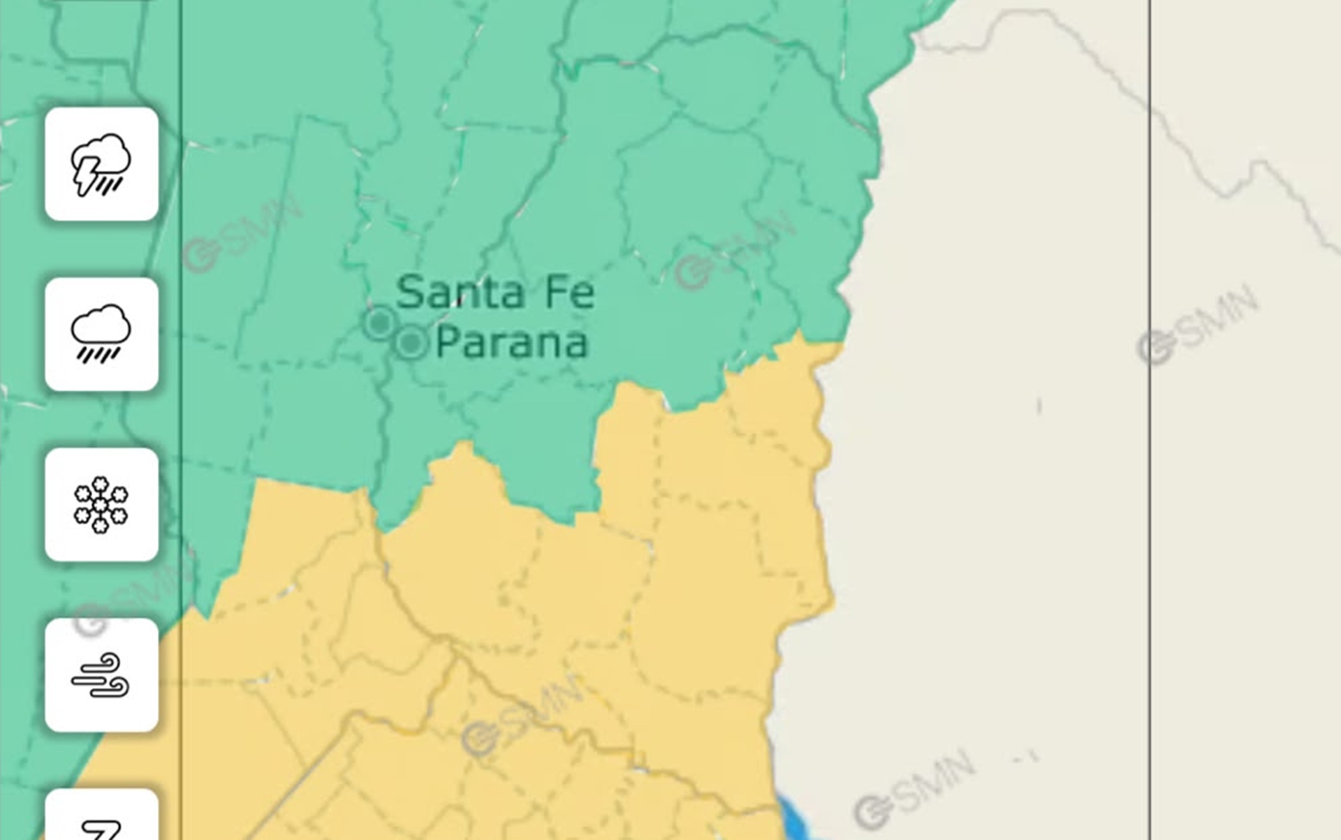 Defensa Civil advierte por tormentas fuertes hoy lunes en el sudeste de Entre Ríos - imagen de origen