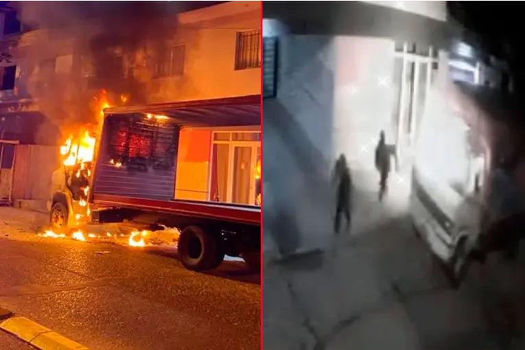 Incendio intencional de un camión quedó grabado: detuvieron los presuntos involucrados - imagen de origen