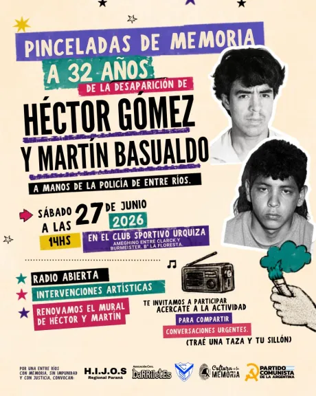 A 32 años de la desaparición de Héctor Gómez y Martín Basualdo: Convocan a una jornada cultural y de memoria en Paraná - imagen de origen