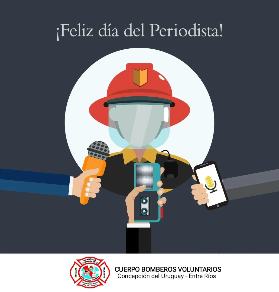 Bomberos Voluntarios de Concepción del Uruguay saludaron a los periodistas en su día - imagen de origen