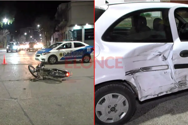 Chocaron un auto y una moto en transitada avenida de Paraná: un motociclista resultó herido - imagen de origen