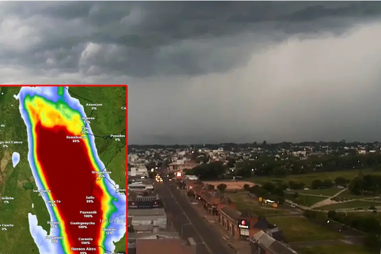 Rige alerta amarilla por tormentas: prevén lluvias intensas y granizo en 10 departamentos de Entre Ríos - imagen de origen