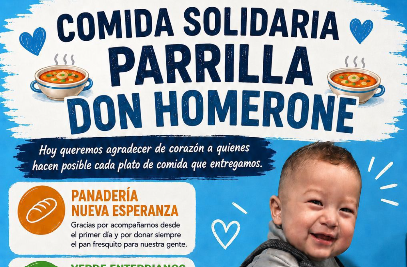 Parrilla Don Homerone invita a una nueva comida solidaria: “Un plato de comida también es un abrazo para el corazón” - 7PAGINAS - imagen de origen