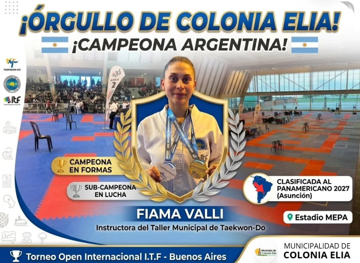 Fiama Valli se consagró campeona argentina de Taekwon-Do y clasificó al Panamericano 2027 - imagen de origen