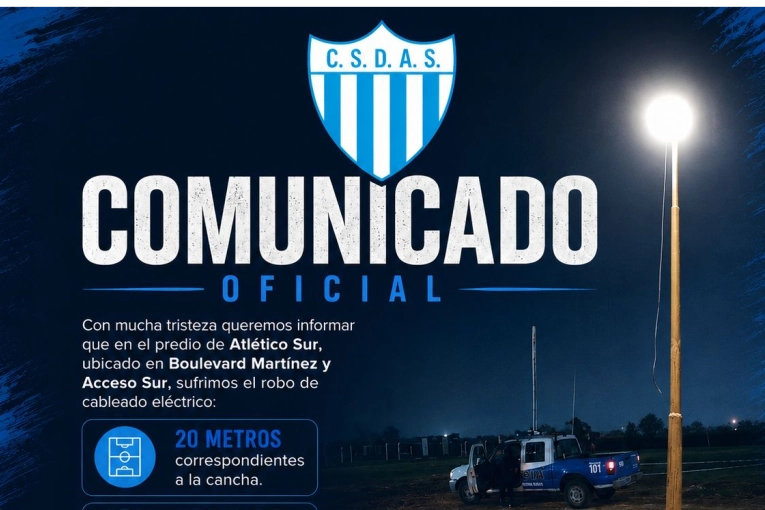 Robaron los cables de la cancha en Club Atlético Sur - imagen de origen