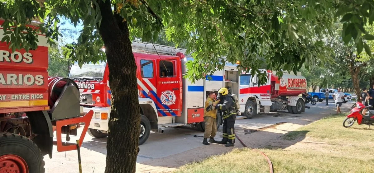 Bomberos asistieron a un incendio vehicular en barrio La Unión - imagen de origen