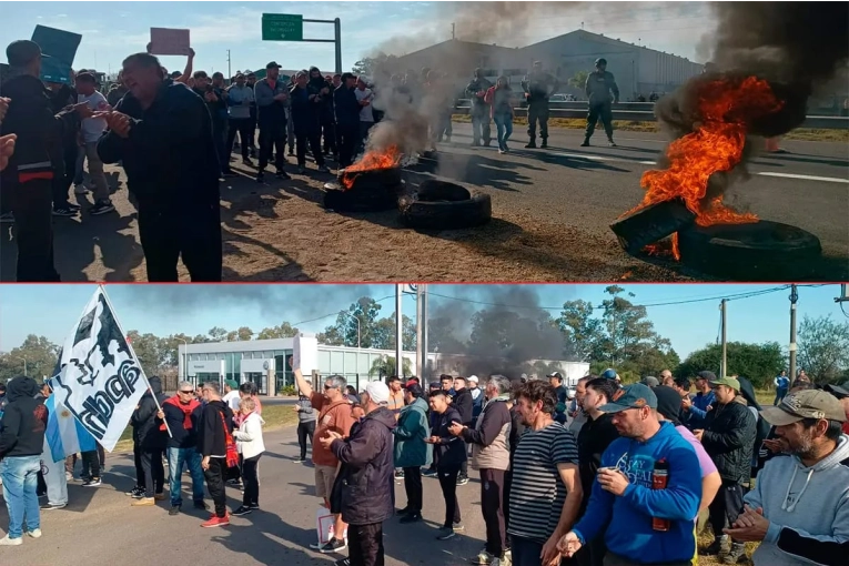 Trabajadores de la Granja Tres Arroyos reclamaron sobre la ruta 14 - imagen de origen