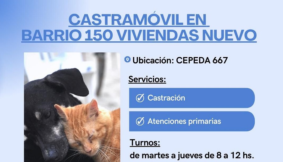 Castramóvil comenzará a atender en el barrio 150 Viviendas - imagen de origen