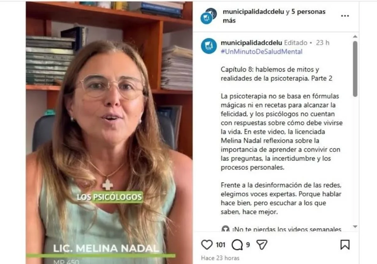 La Municipalidad difundió un nuevo video de la campaña "Un minuto de Salud Mental" - imagen de origen