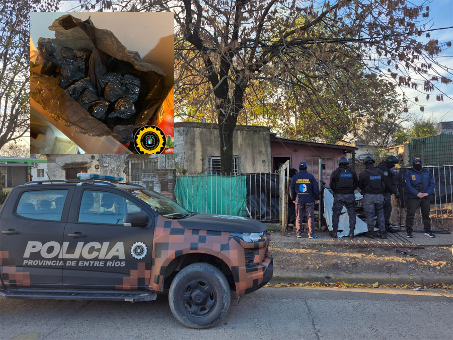 Golpe al narcomenudeo en Gualeguay: tres allanamientos simultáneos dejaron un arsenal de secuestros y once personas identificadas - imagen de origen