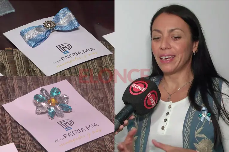 Emprendedora diseña escarapelas artesanales con gemas soldadas: "Tienen mucho amor" - imagen de origen