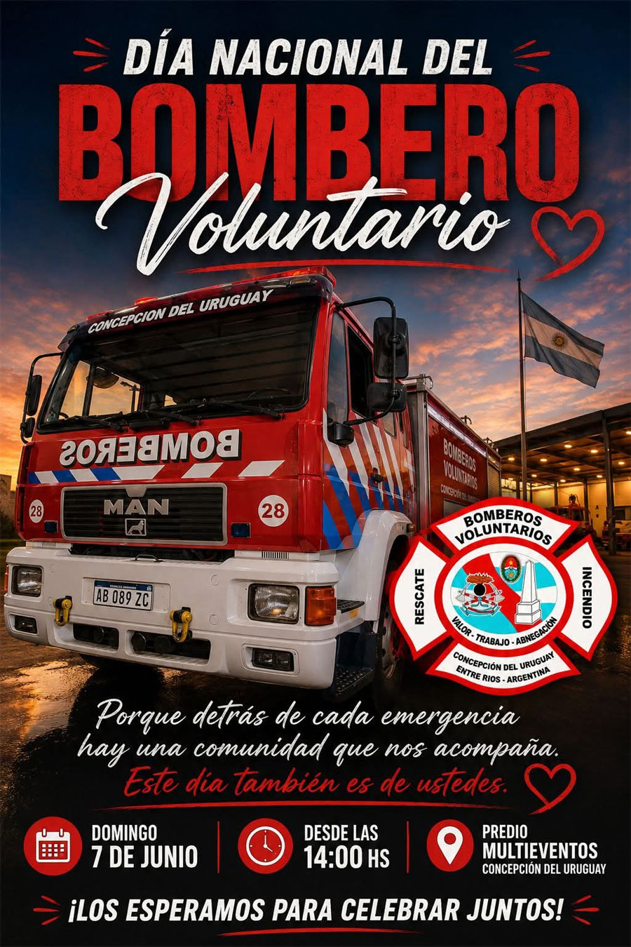 Bomberos Voluntarios de Concepción del Uruguay abren sus puertas para festejar su día en el Predio Multieventos - imagen de origen