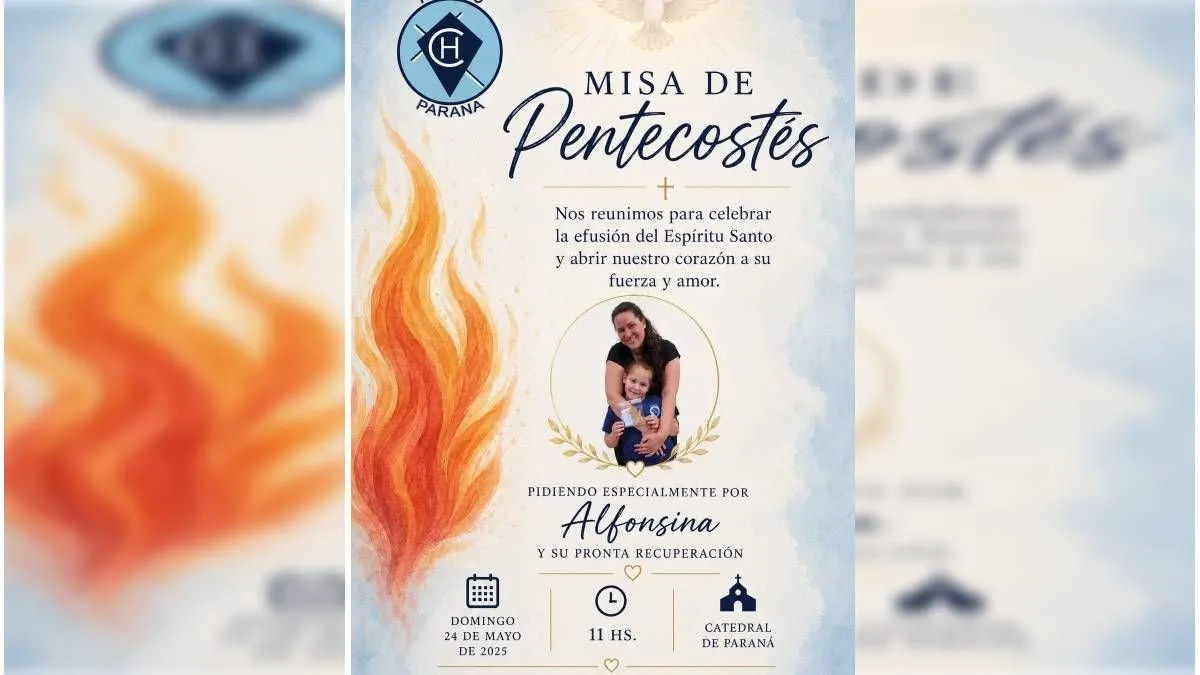 Misa de Pentecostés en la Catedral: Paraná se une en oración por la salud de Alfonsina Suárez Botteri - imagen de origen