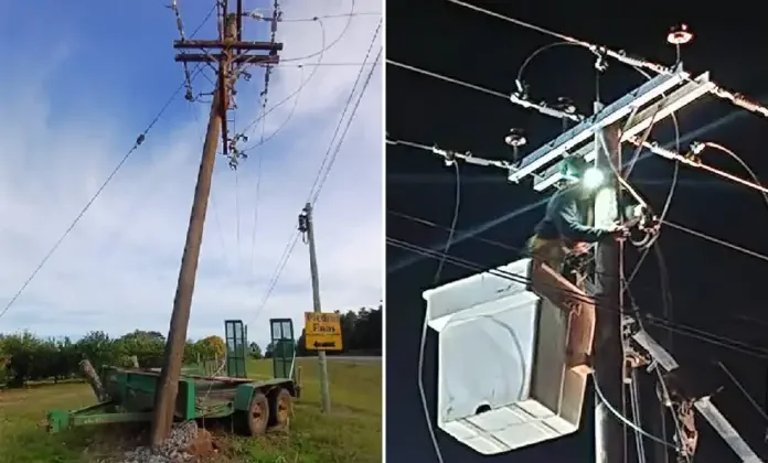 Un acoplado se desprendió de un vehículo, chocó una columna y dejó a una zona sin luz - imagen de origen