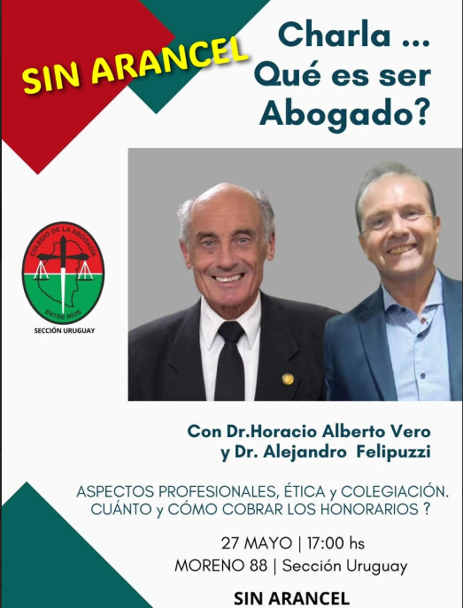 Importante charla: "Aspectos profesionales, ética y colegiación" - "Cuánto y Cuándo cobrar honorarios" - imagen de origen