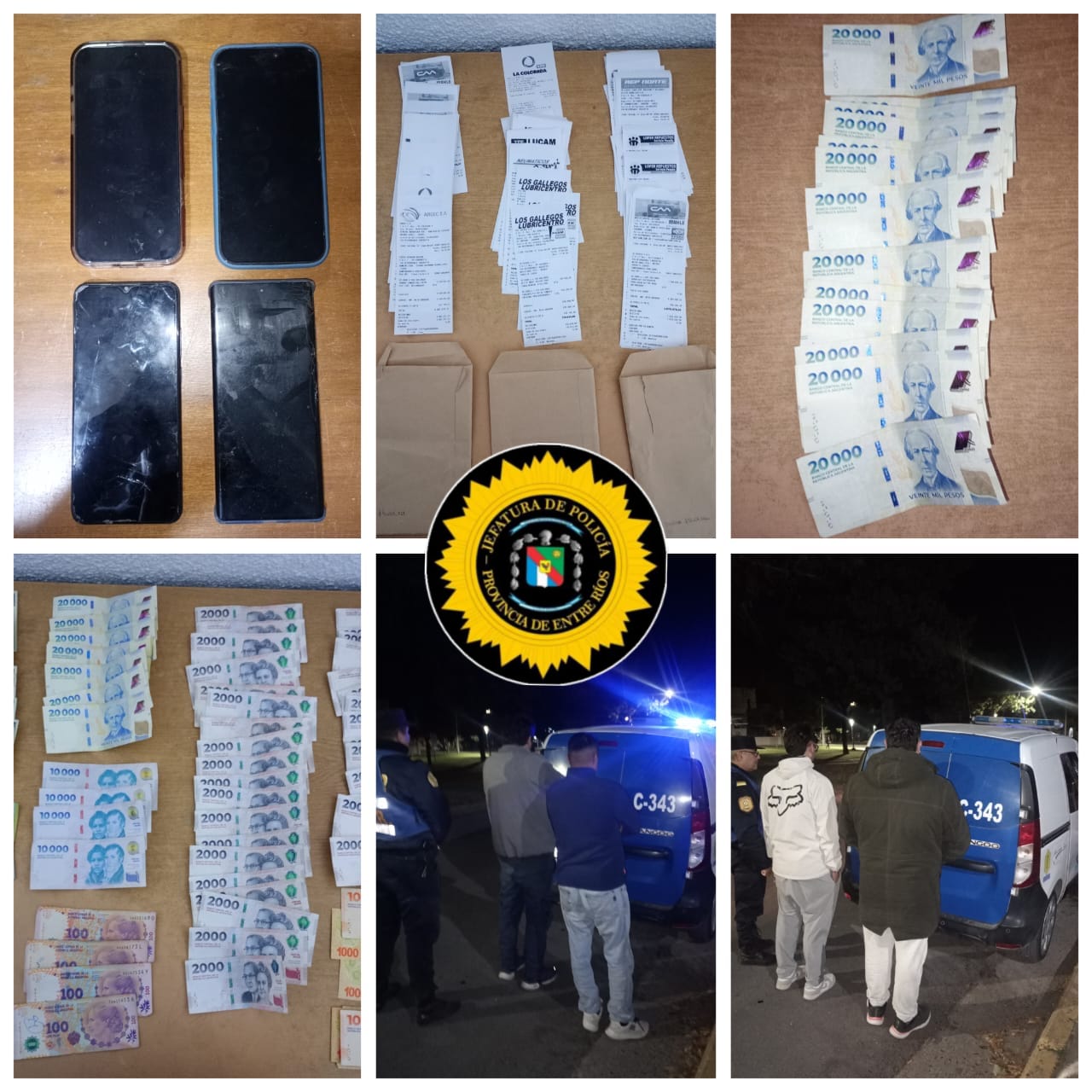 Crespo: cuatro aprehendidos por presunta tenencia de dinero apócrifo tras operativo policial - imagen de origen