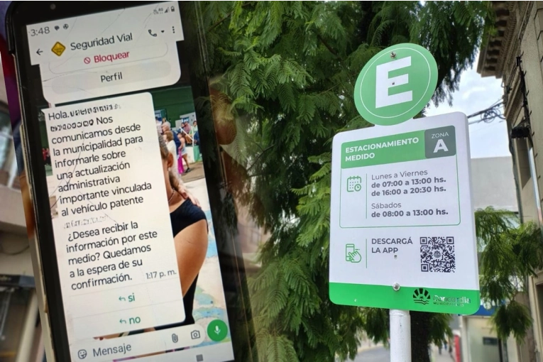 Alertan por mensajes falsos sobre el estacionamiento medido en Concordia - imagen de origen