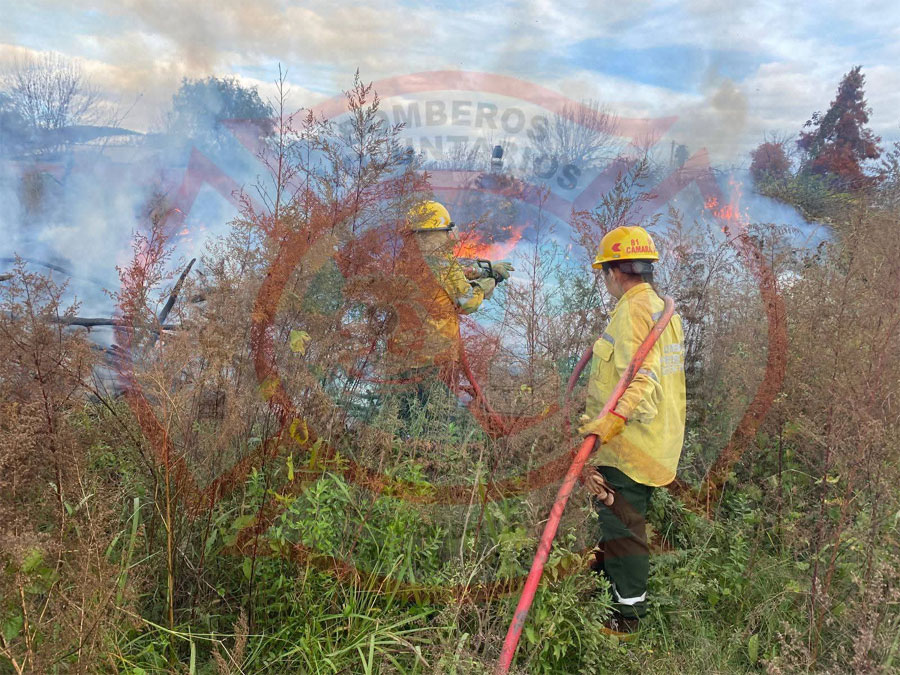 Bomberos Voluntarios controlaron incendio de pastizales que amenazaba con quemar una vivienda - imagen de origen