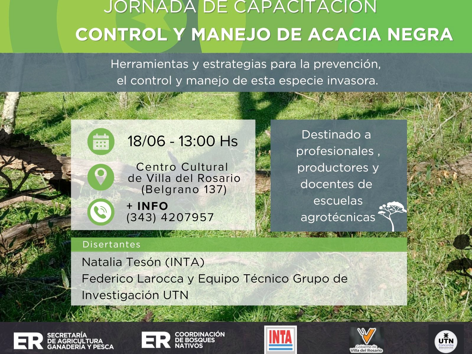 Capacitarán sobre el control y manejo de la acacia negra en Villa del Rosario - imagen de origen