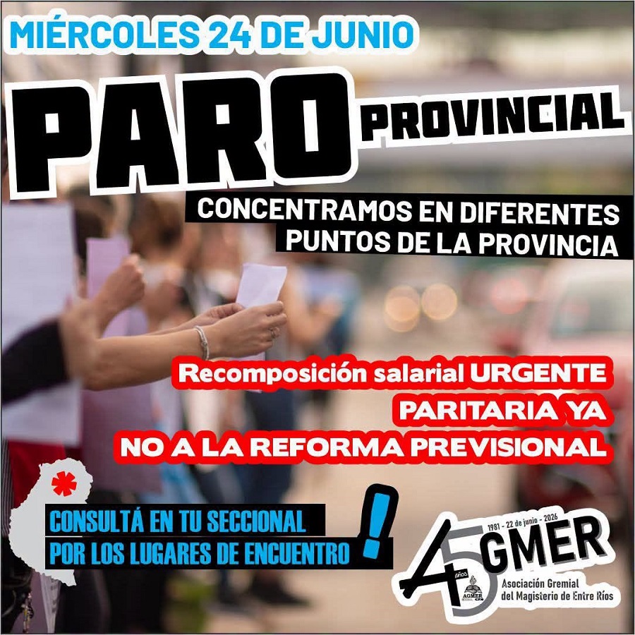 Agmer convocó a un paro este miércoles - imagen de origen