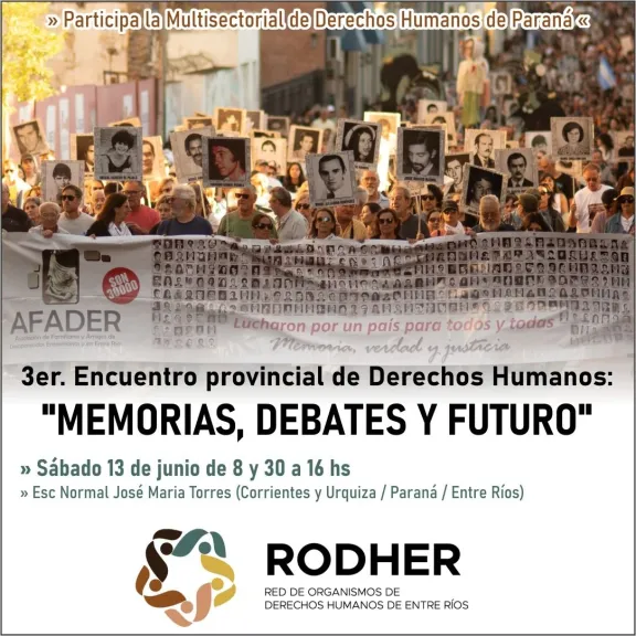 En el marco de los 50 años del golpe: Paraná será sede del 3º Encuentro Provincial de Derechos Humanos - imagen de origen