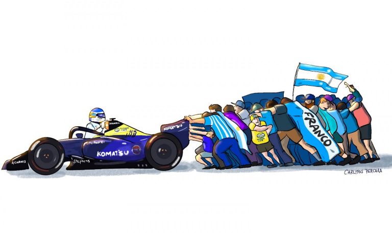 Carlitos Percara ganó un concurso y su dibujo es parte del termo de Colapinto - imagen de origen