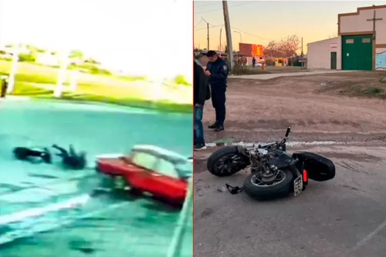 Video: moto chocó contra un auto en zona de intenso tránsito de Concepción del Uruguay - imagen de origen