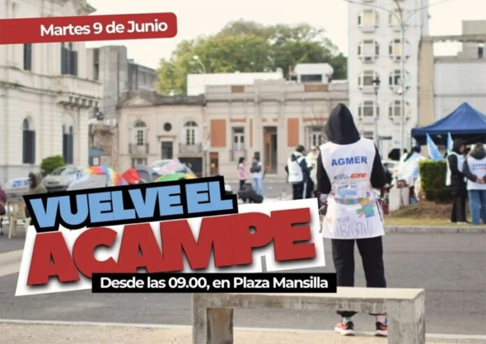 Agmer vuelve a acampar frente a Casa de Gobierno en rechazo a la reforma previsional - imagen de origen