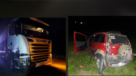 Susto en la Autovía 14: un auto perdió el control, se cruzó delante de un camión y terminó en la banquina - 7PAGINAS - imagen de origen